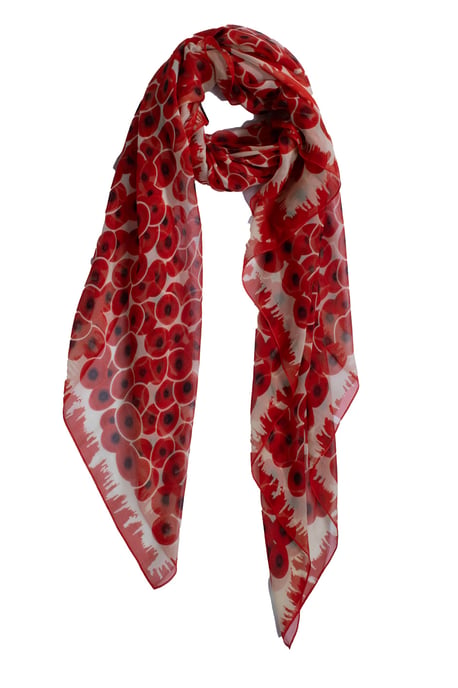Hermès, roter Seidenschal mit Blumenmuster - Image 2