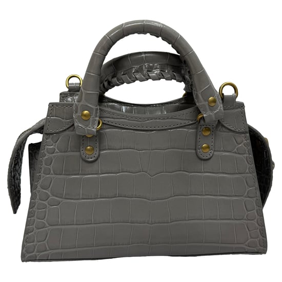 Balenciaga Mini Neo Classic City Croc-prägte Handtasche aus grauem Leder - Image 2