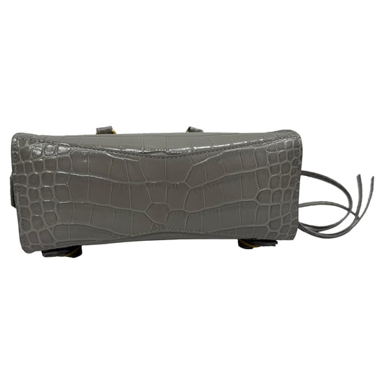 Balenciaga Mini Neo Classic City Croc-prägte Handtasche aus grauem Leder - Image 4