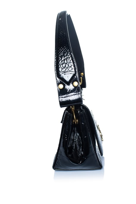 Vivienne Westwood, schwarze Tasche mit Krokodilprägung in Haselnussbraun - Image 6