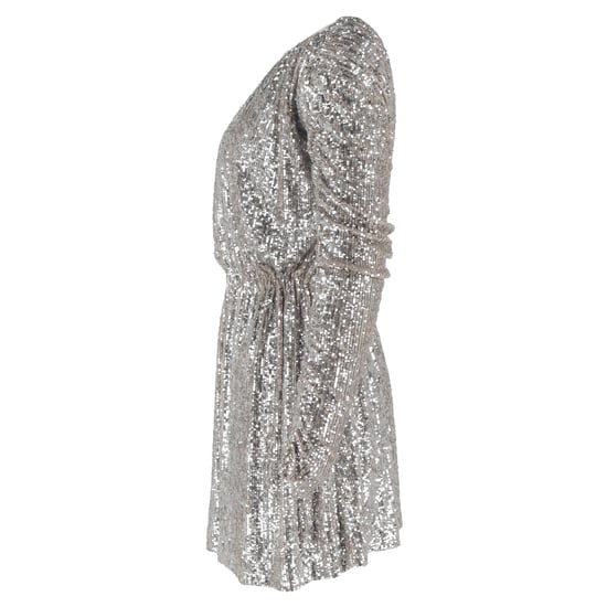 Saint Laurent Pailletten-Minikleid mit U-Boot-Ausschnitt aus silbernem Polyester - Image 2
