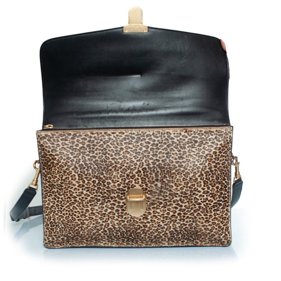 Celine, Aktentasche aus Leder mit Leopardenmuster in Schwarz und Braun - Image 4