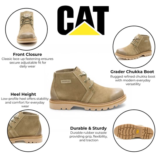 CAT (Caterpillar) Taupebraune Wanderstiefel aus Leder, mittelhoch geschnitten, Chukka-Stil - Grader - Image 2