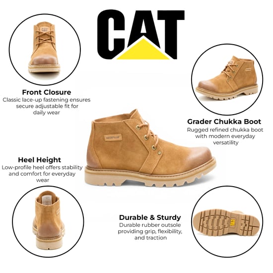CAT (Caterpillar) Wanderstiefel aus hellbraunem Leder, mittelhoch geschnitten, Chukka-Stil - Grader - Image 2