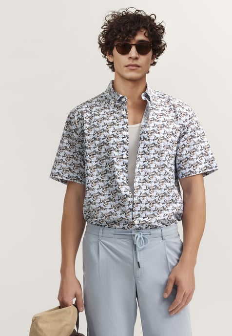 Bugatti Herren Kurzarm-Hemd Modern Fit mit einem Print - Image 1