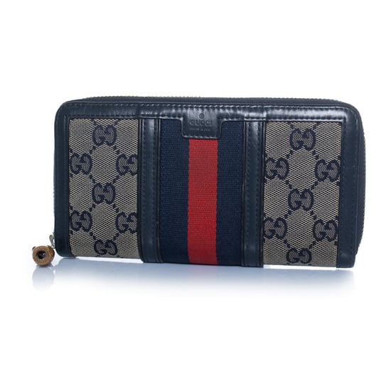 Gucci Monogramm-Webgeldbörse in Blau - Image 1