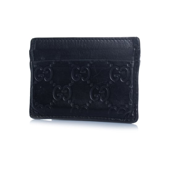 Gucci, schwarzer Leder-Kartenhalter mit Monogrammprägung - Image 1