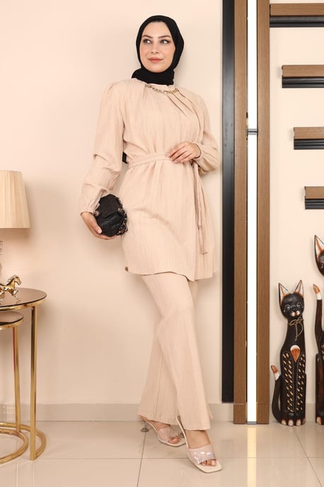 Ketten Detailed Anzug Beige - Image 3