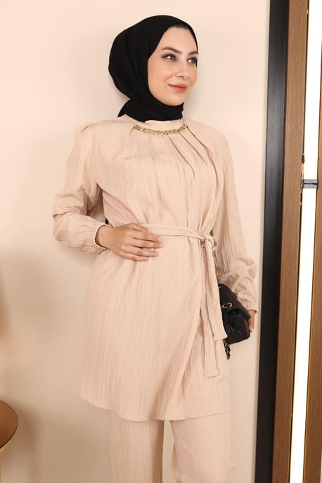 Ketten Detailed Anzug Beige - Image 5