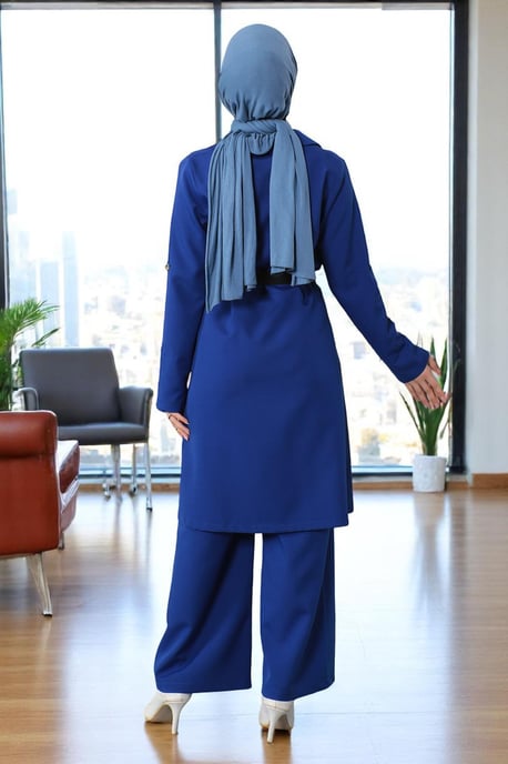 Bestickt Detailed Anzug Indigo - Image 4