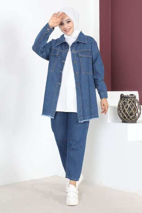 Quasten Detailed Denim Jacke Blau - Image 3