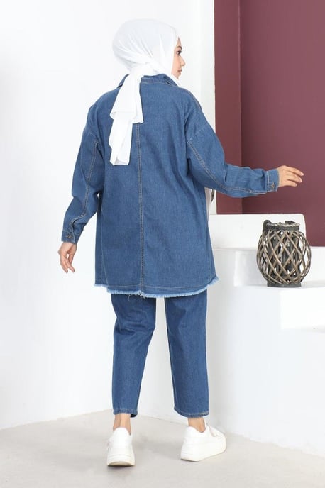 Quasten Detailed Denim Jacke Blau - Image 4