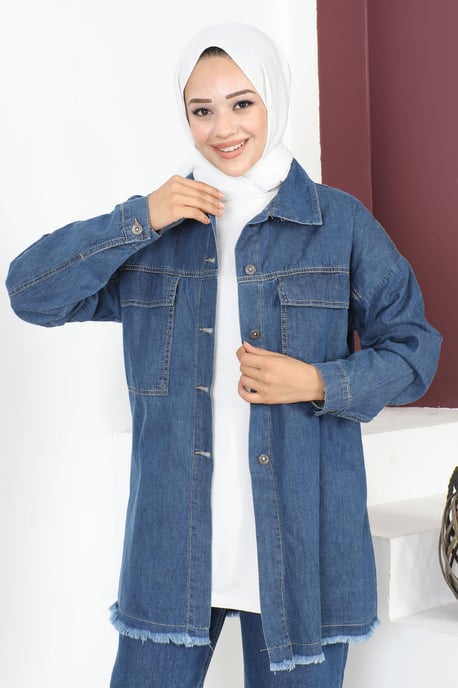 Quasten Detailed Denim Jacke Blau - Image 5