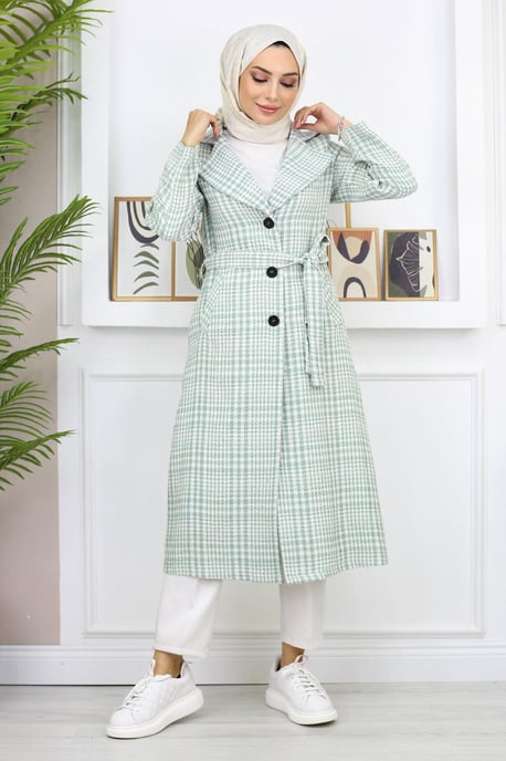 Kariert Chanel Kaschmir Mantel Mintgrün - Image 3