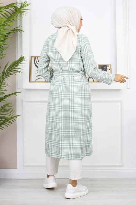 Kariert Chanel Kaschmir Mantel Mintgrün - Image 4