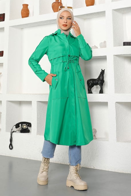 Kapuze Trenchcoat Grün - Image 1