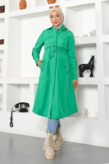 Kapuze Trenchcoat Grün - Image 3