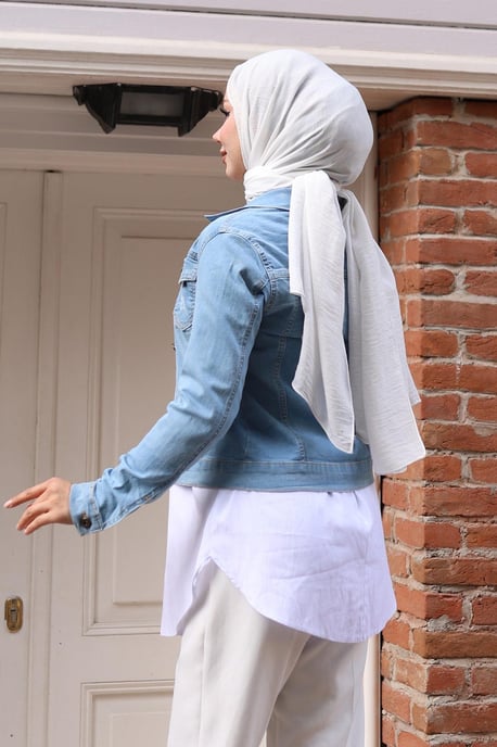Geknöpft Denim Jacke Hellblau-Denim - Image 3