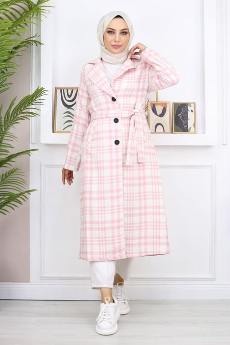 Kariert Chanel Kaschmir Mantel Rosa - Image 1