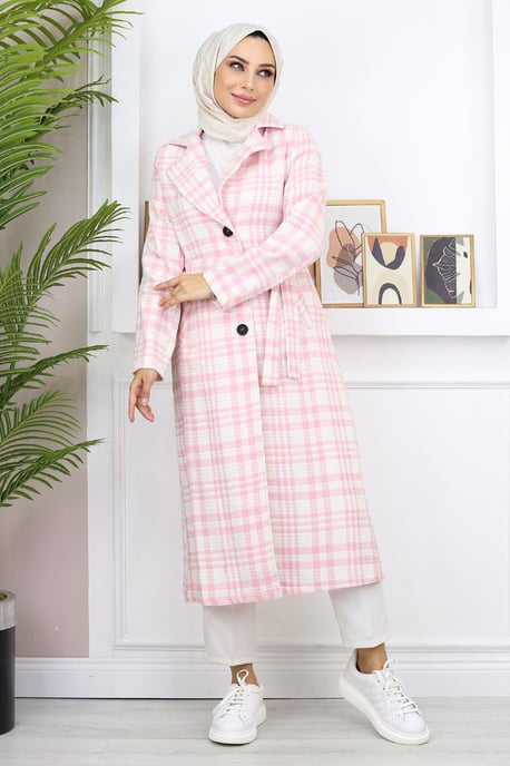Kariert Chanel Kaschmir Mantel Rosa - Image 3