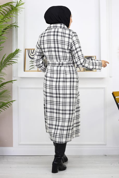 Kariert Chanel Kaschmir Mantel Weiß - Image 4