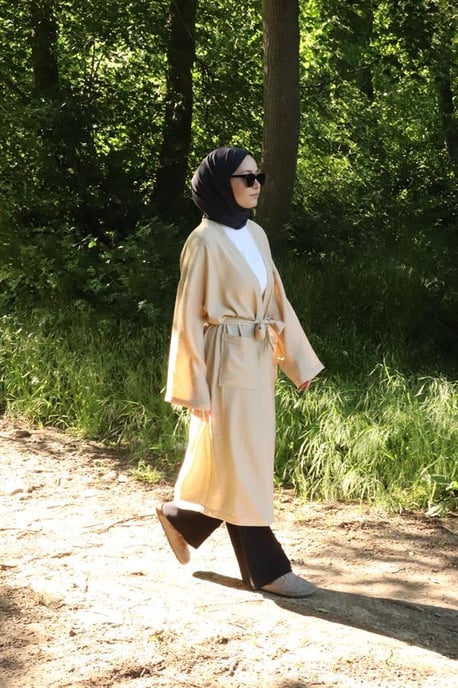 Damen's Tasche Mit Gürtel Lang Kimono Nerz - Image 1