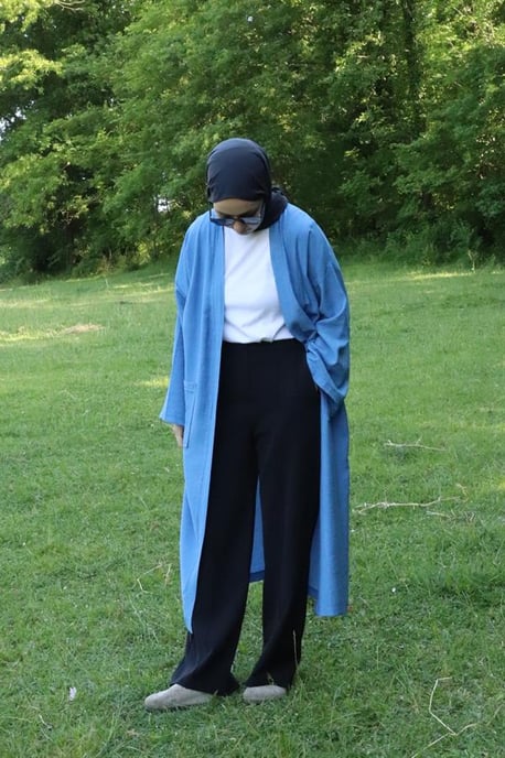 Damen's Tasche Mit Gürtel Lang Kimono Indigo - Image 2