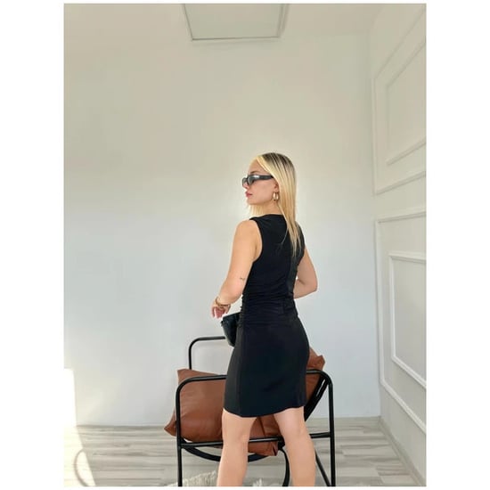 Schwarzes Damenkleid mit Raffungen - Image 2