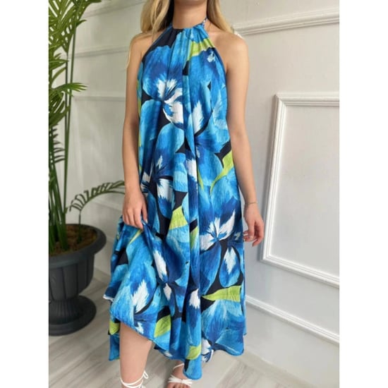 Gemustertes Damenkleid Blau - Image 2