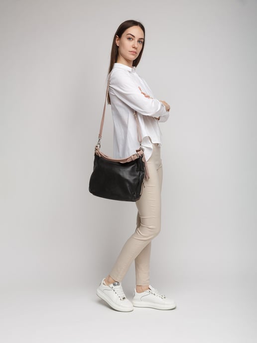 Giulia Monti Schultertasche Schwarz Nude - Image 5