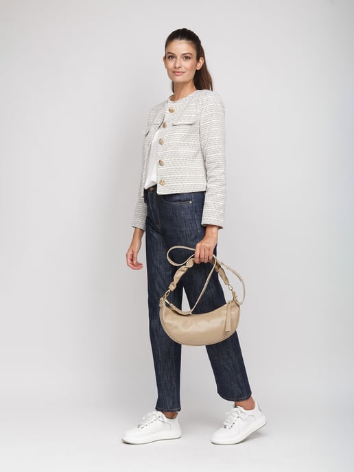 Giulia Monti Schultertasche Grau Beige - Image 5