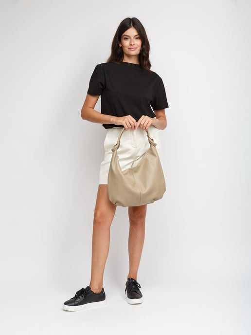 Giulia Monti Schultertasche Grau Beige - Image 5