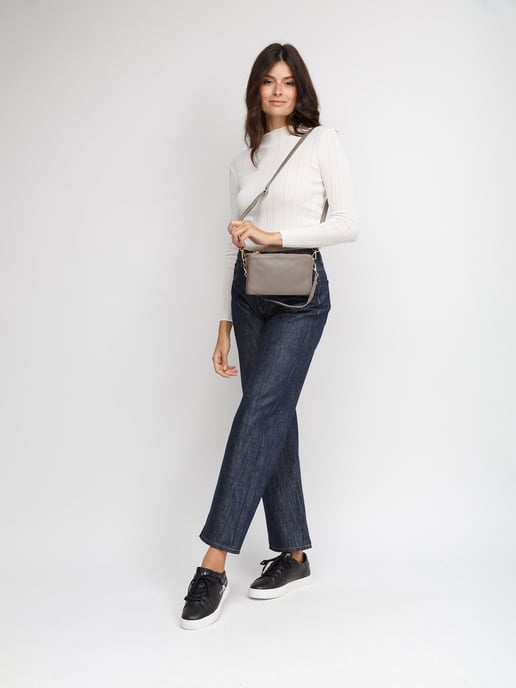 Giulia Monti Umhängetasche Grau Beige - Image 5