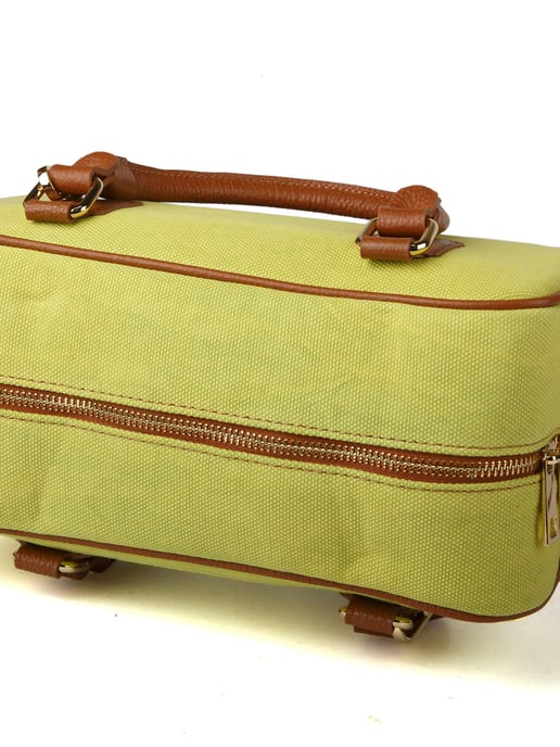 Giulia Monti Schultertasche Grasgrün Goldbraun - Image 4