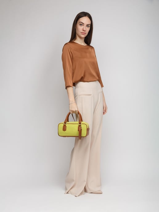 Giulia Monti Schultertasche Grasgrün Goldbraun - Image 5