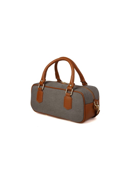 Giulia Monti Schultertasche Grau Beige Goldbraun - Image 2