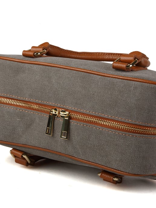 Giulia Monti Schultertasche Grau Beige Goldbraun - Image 4