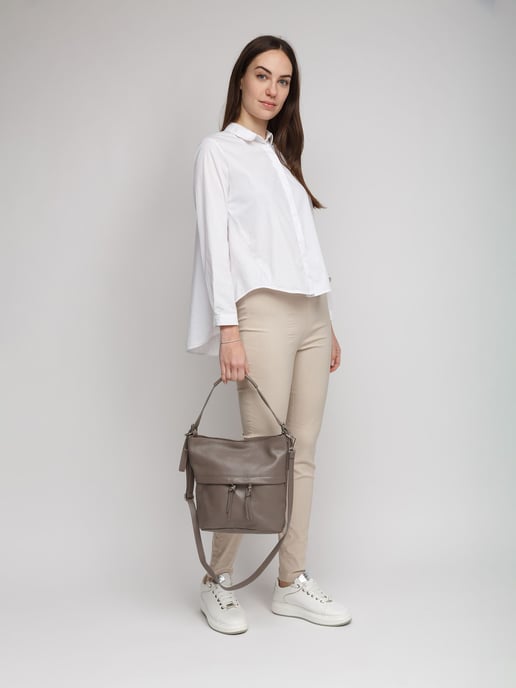 Giulia Monti Schultertasche Grau Braun - Image 5