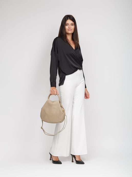Giulia Monti Umhängetasche Grau Beige - Image 5