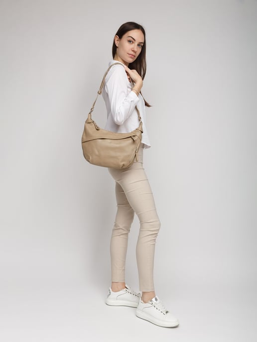 Giulia Monti Schultertasche Grau Beige - Image 5