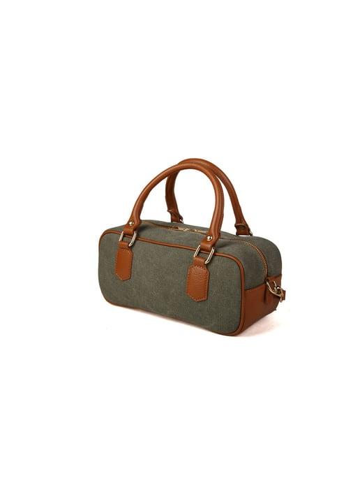 Giulia Monti Schultertasche Militärgrün Goldbraun - Image 2