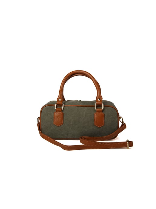 Giulia Monti Schultertasche Militärgrün Goldbraun - Image 3