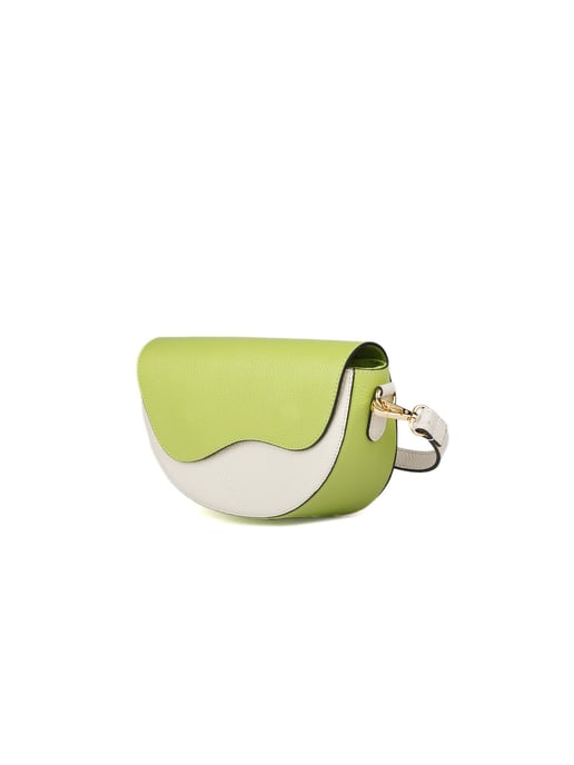 Giulia Monti Schultertasche Grasgrün Hellbeige - Image 2