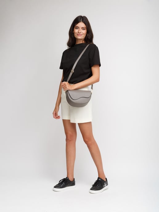 Giulia Monti Schultertasche Grau Braun - Image 5
