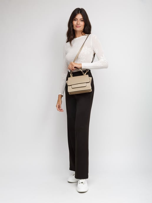 Giulia Monti Schultertasche Grau Beige - Image 4
