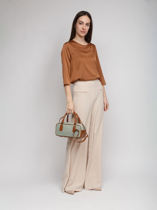 Giulia Monti Schultertasche Pastellgrün Goldenbraun - Image 5