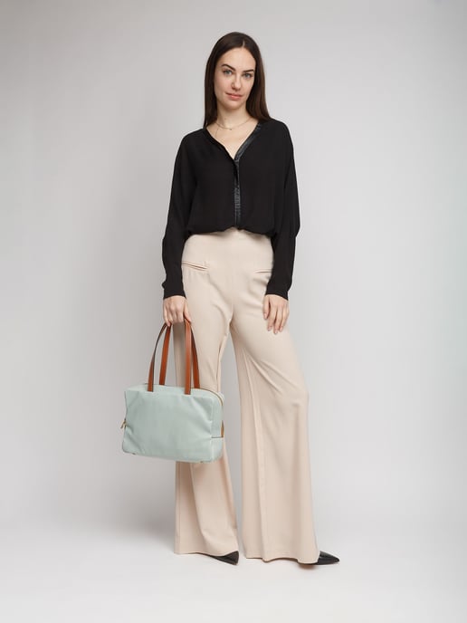 Giulia Monti Schultertasche Grau Goldbraun - Image 5