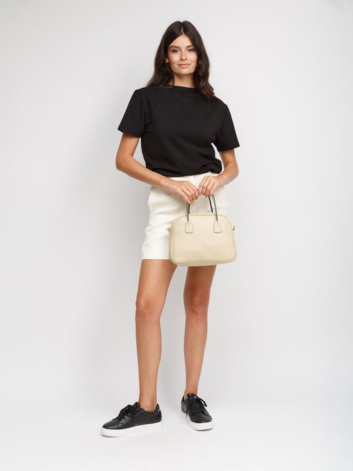 Giulia Monti Schultertasche Grau Beige - Image 5