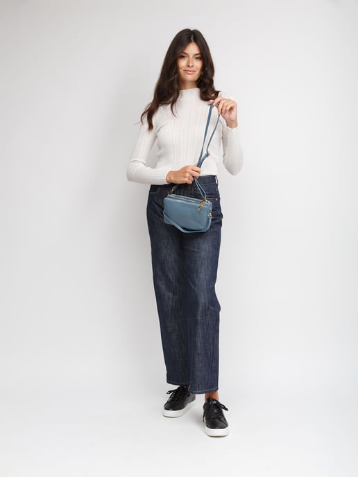 Giulia Monti Schultertasche Stahlblau - Image 5