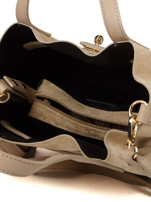 Giulia Monti Schultertasche Grau Beige - Image 4